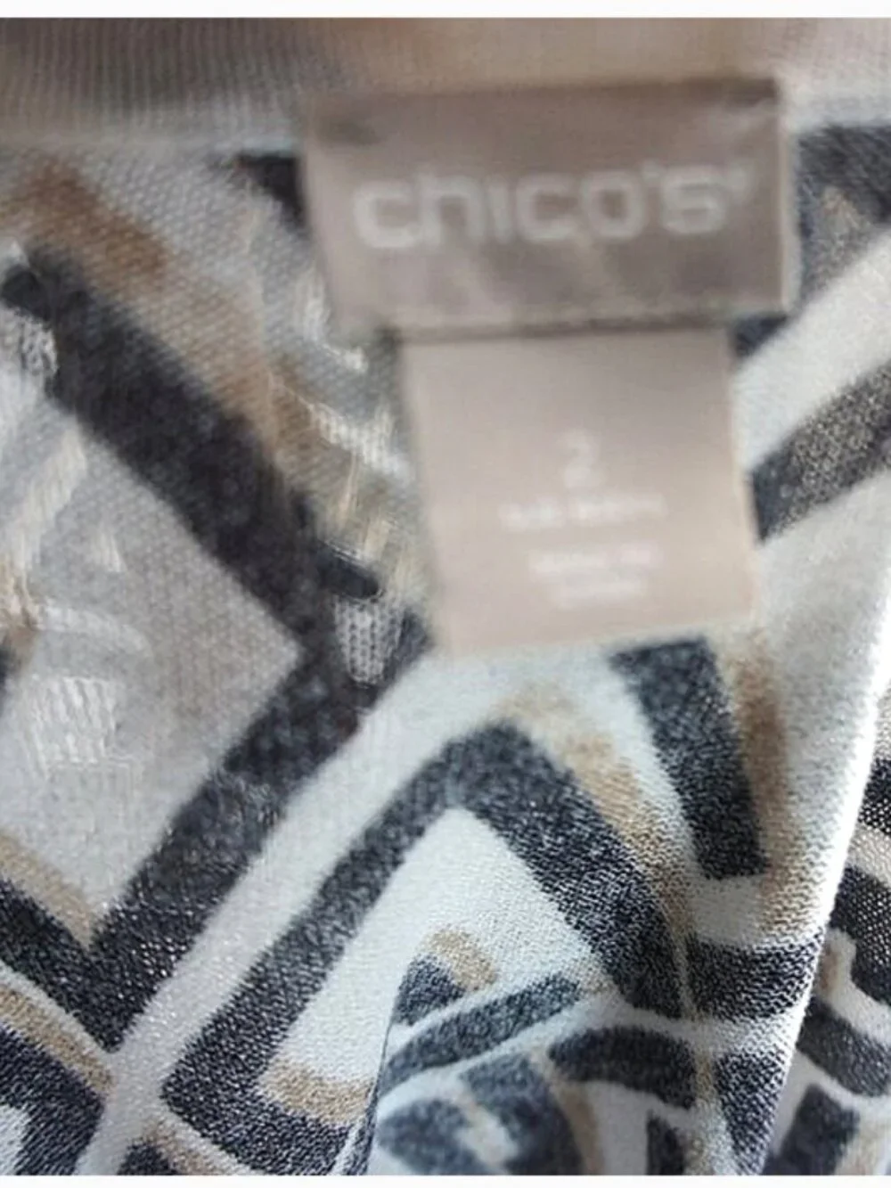 Chico's Black White Chain Pattern Geometric Tank/CardiganTwinset size 2